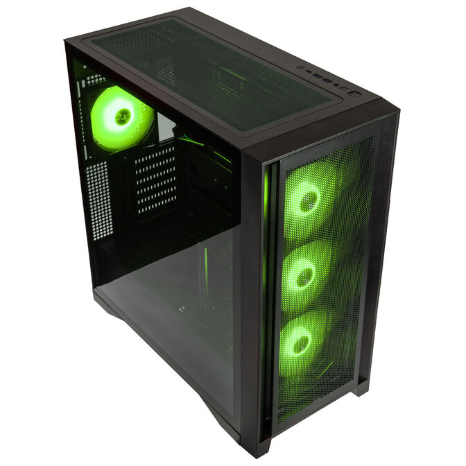 GSI SmartAssembly ARGB Mesh PC case, Mid Tower, E-ATX, RGB, Tempered Glass - black, 850W Gold power supply image number 1