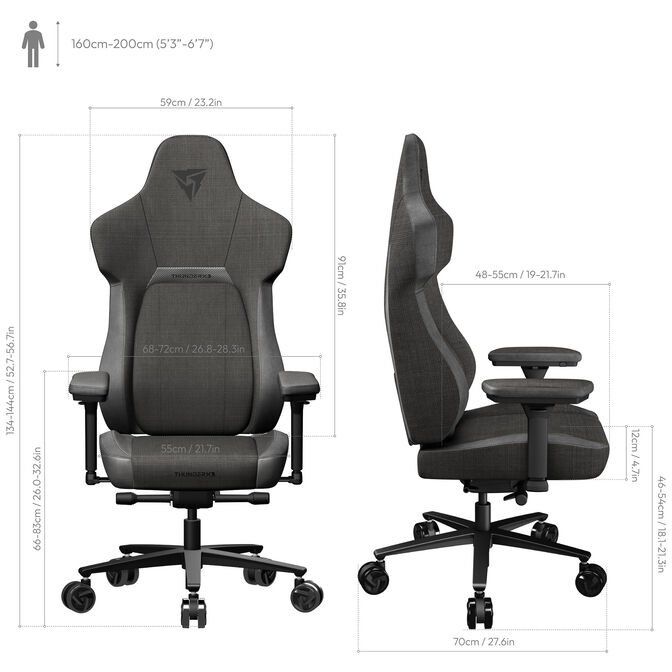 ThunderX3 CORE Loft Ergonomic Gaming Chair - Dark Grey image number 9