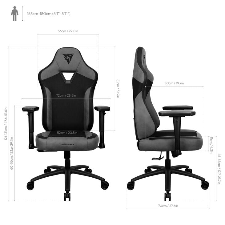 ThunderX3 EAZE Mesh - Gaming Stuhl - Black image number 7