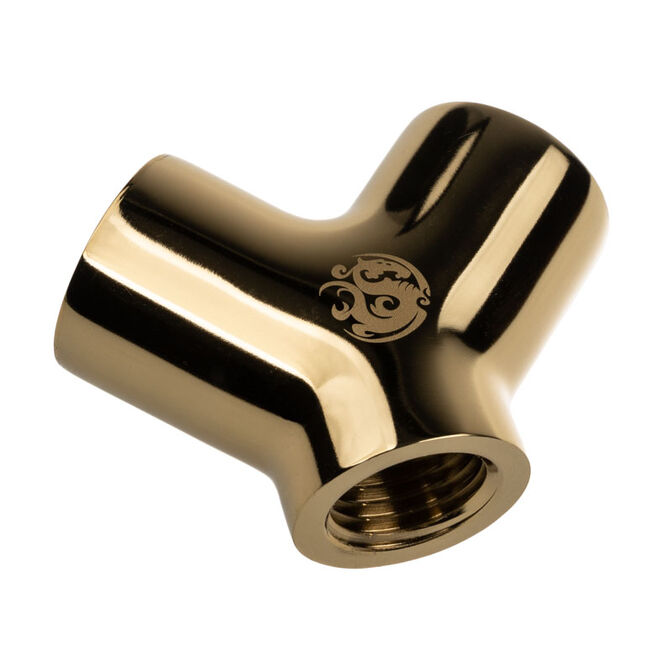 Bitspower Adapter Y-Splitter 3x G1/4 inch female thread - gold image number 0