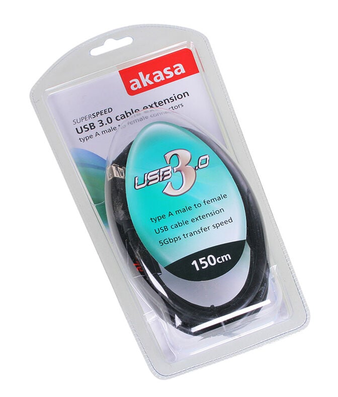 Akasa USB 3.0 Kabel, Type A, 1,5m - black image number 2