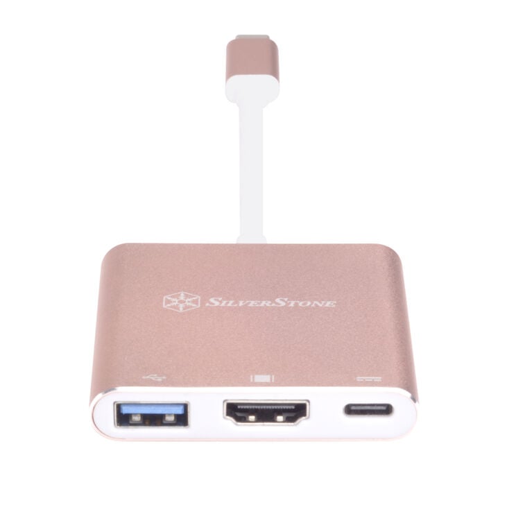 SilverStone SST-EP08P - USB 3.1 Typ-C Adapter auf HDMI/USB Type C/USB Type A - rosa image number 1