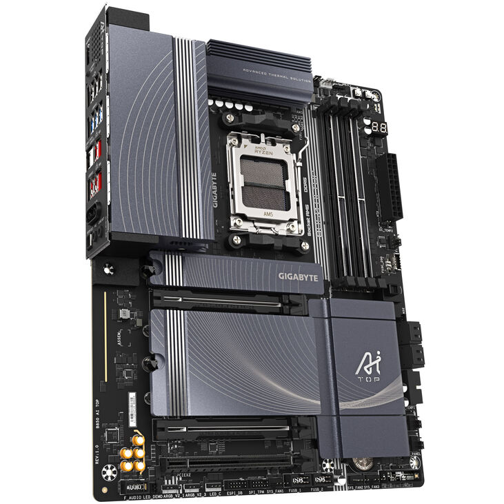 GIGABYTE B850 AI TOP motherboard, AM5 socket, AMD B850, ATX, DDR5 image number 1