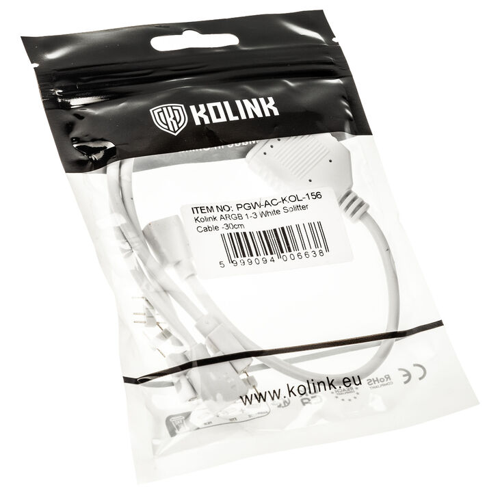 Kolink ARGB 1-3 splitter cable - 30cm, white image number 2