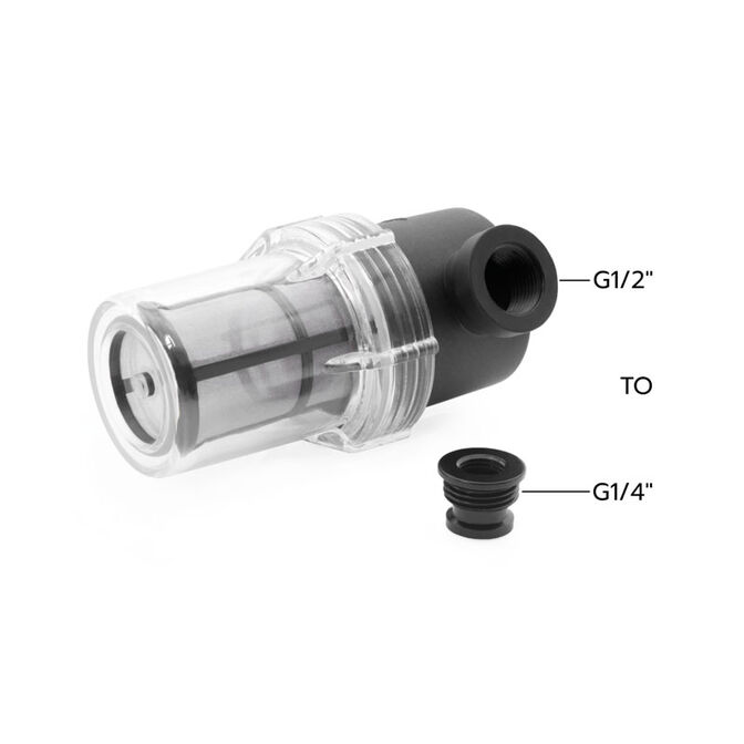 Alphacool ES Big Inline Partikelfilter 2x G1/2" mit Adapter auf G1/4" image number 2