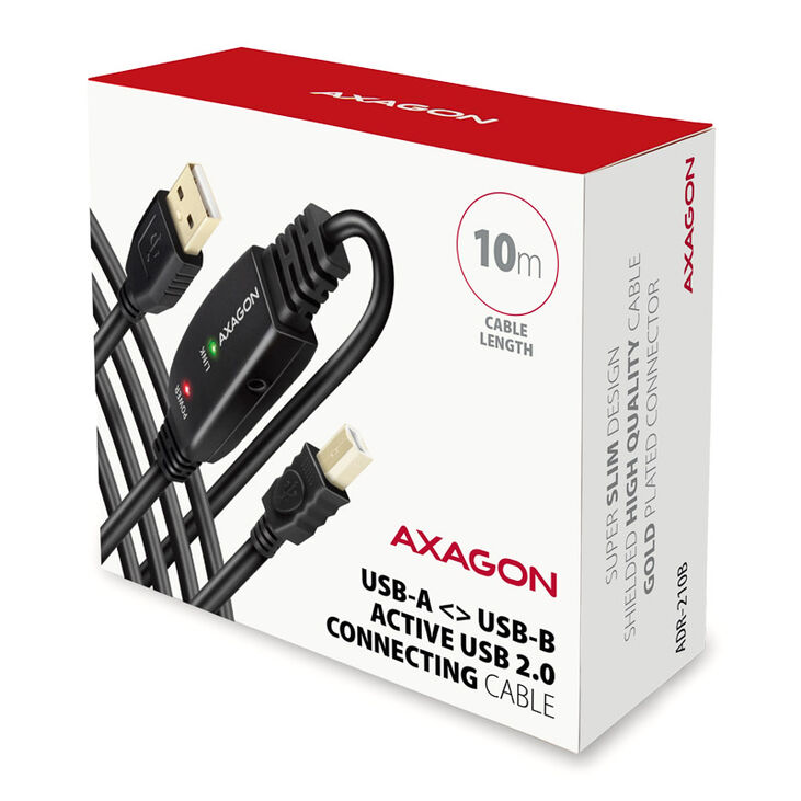 AXAGON ADR-210B aktives USB 2.0 Verbindungskabel, USB-A auf USB-B - 10m image number 3