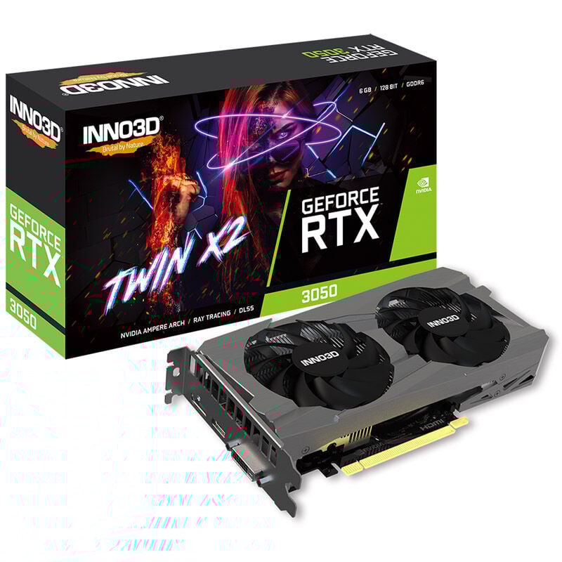 INNO3D GeForce RTX 3050 Twin X2, 6144 MB GDDR6 Graphics Card INNO3D GeForce RTX 3050 Twin X2, 6144 MB GDDR6