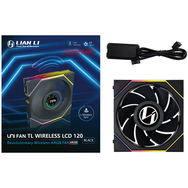 Lian Li UNI FAN TL Wireless LCD Lüfter, ARGB, PWM - Reverse Blade, 120mm, schwarz image number 7