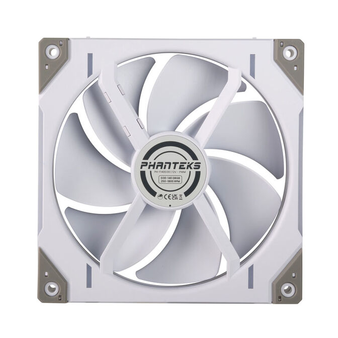 Phanteks D30 PWM Regular Airflow, D-RGB Fan, 3-pack - 140mm, white image number 3