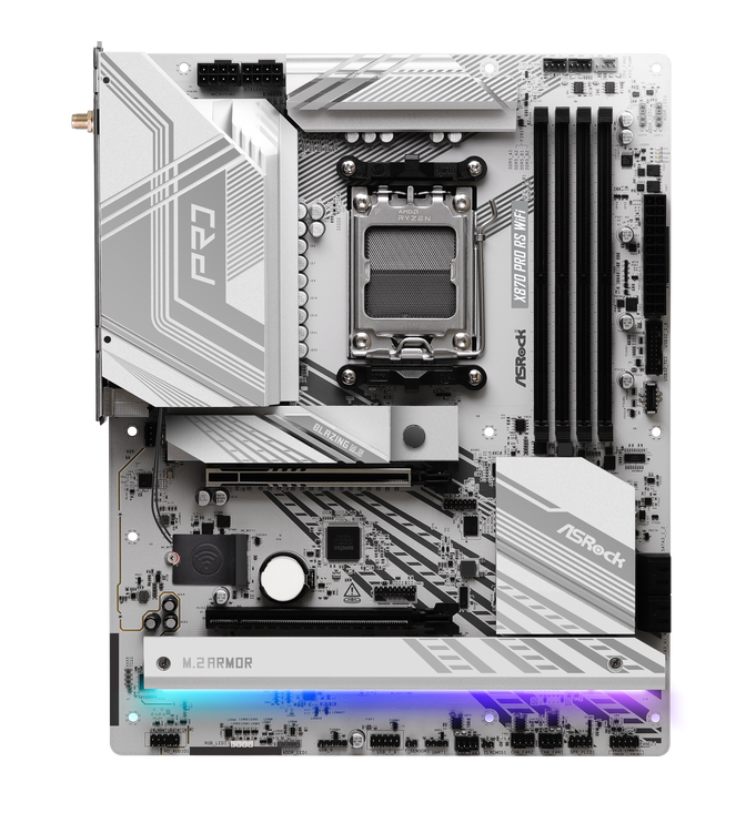 ASRock X870 Pro RS WiFi motherboard, socket AM5, AMD X870, ATX, DDR5 image number 2