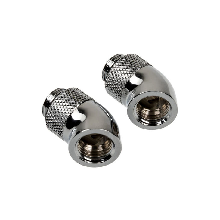Corsair Hydro X Series Adapter 45 Degree G1/4 inch Male to G1/4 inch Female - 2-pack, rotatable, chrome silver image number 1