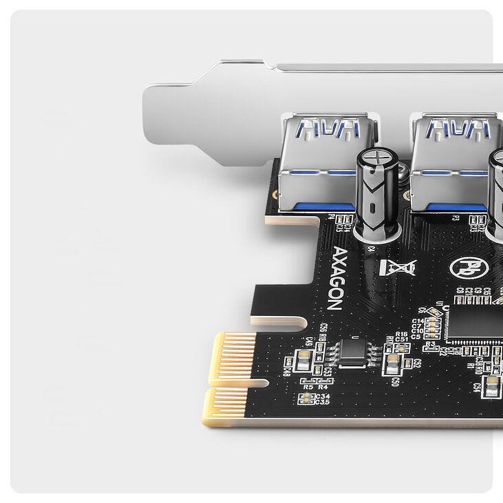 AXAGON PCEU-430RS expansion card, PCIe 4.0 x1, 4x USB 3.0 - black image number 3