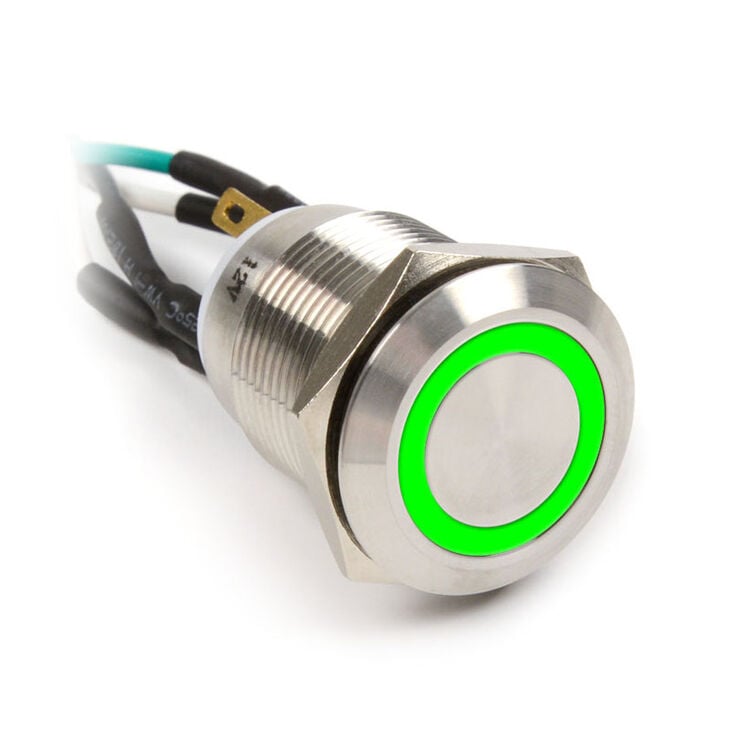 Impactics Vandalismustaster 19mm, IP67, grüne LED - silber image number 0