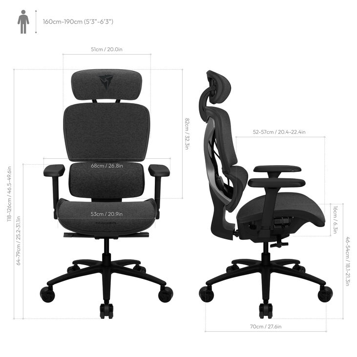 ThunderX3 XTC Ergonomischer Bürostuhl - Loft Dark Grey image number 5
