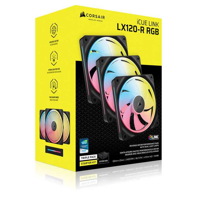 Corsair iCUE Link LX120-R RGB Fan, PWM - 3-Pack, 120mm, black image number 14