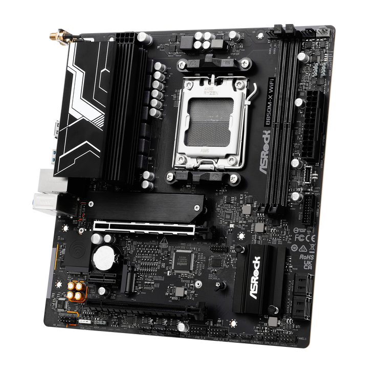 ASROCK B850M-X WiFi motherboard, Socket AM5, AMD B850, Micro-ATX, DDR5 image number 2