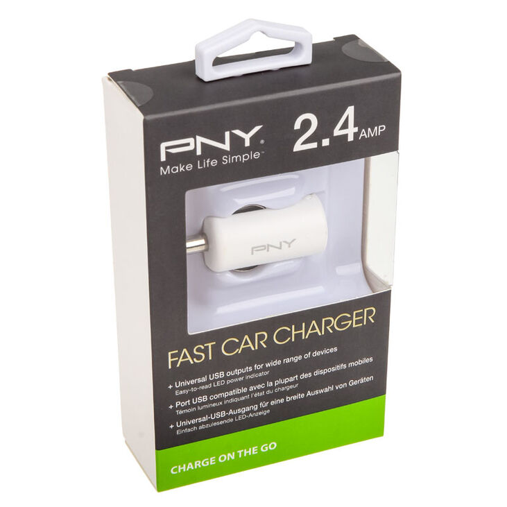 PNY USB Fast Car Charger Weiß 12V 2.4 Amp image number 2