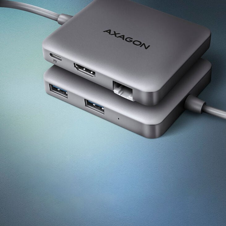 AXAGON HMC-5HL 2x USB-A, HDMI, LAN, USB 3.2 Gen 1 hub, PD 100W - grey image number 1