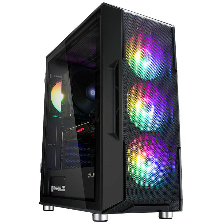 Zalman i3 Neo PC Case, Mid Tower, ATX, RGB, Tempered Glass - black image number 1