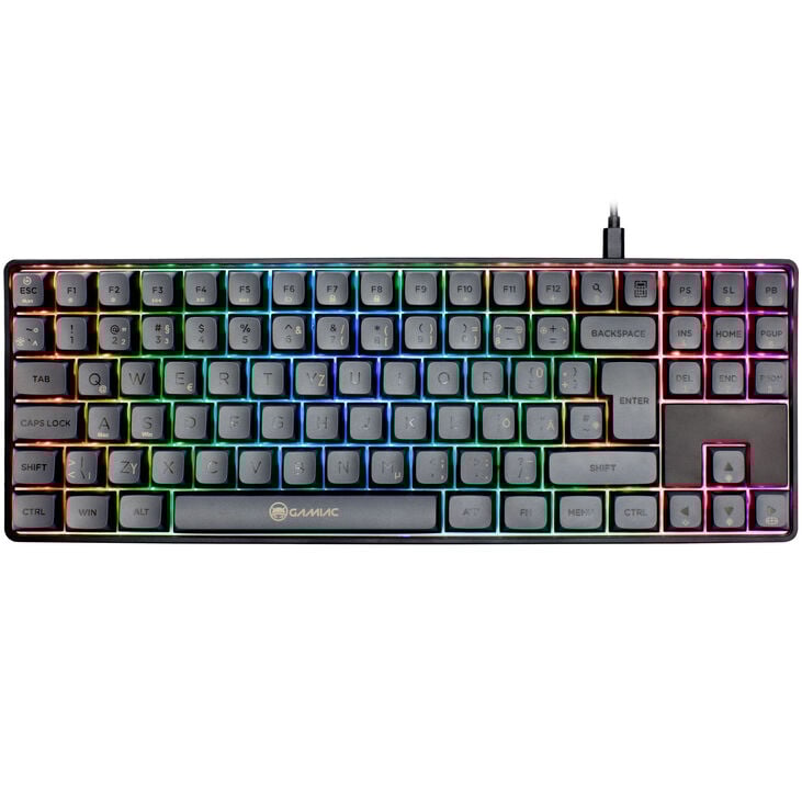 GAMIAC TKL90G Gaming Keyboard, Kailh Red Switches, RGB - black/grey image number 2