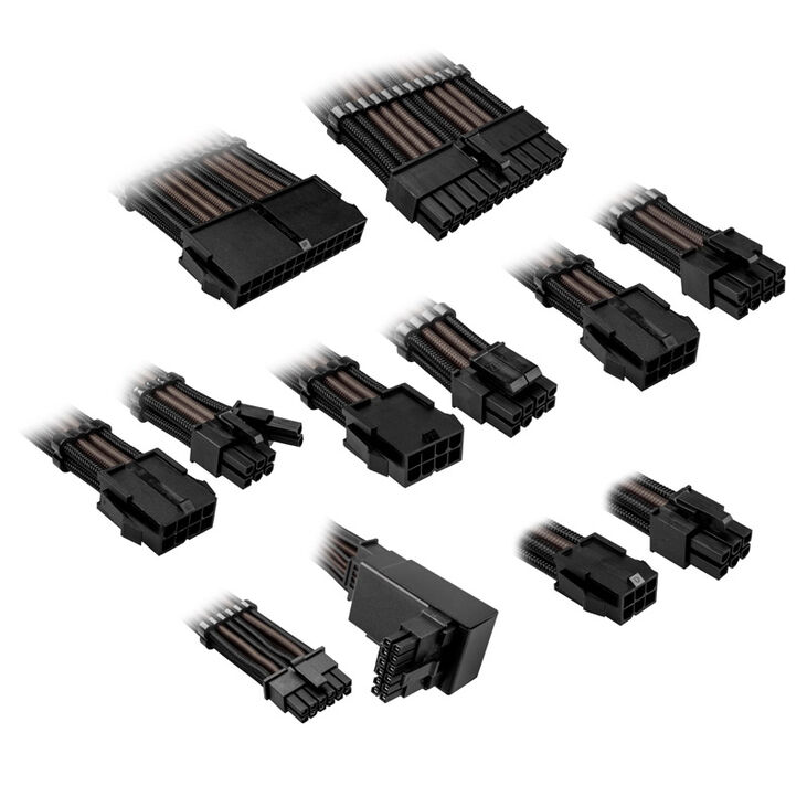 Kolink Core Pro Braided Cable Extension Kit 12V-2x6 Type 2 - Jet Black/Gunmetal Grey image number 0