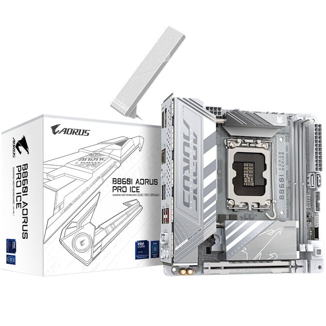 GIGABYTE B860I Aorus Pro ICE Motherboard, Socket LGA 1851, Intel B860, ITX, DDR5 image number 0