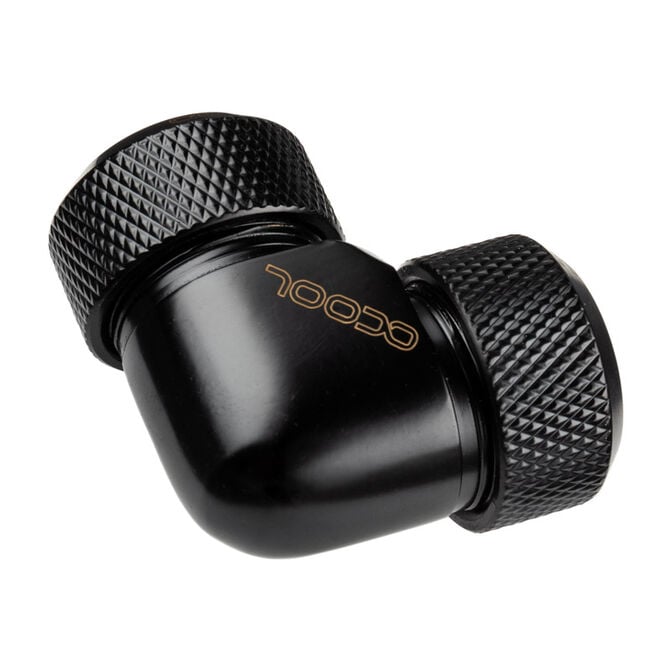 Alphacool Eiszapfen 13mm hard tube screw fitting 90 degree L-connector acrylic-brass tubes - black image number 1