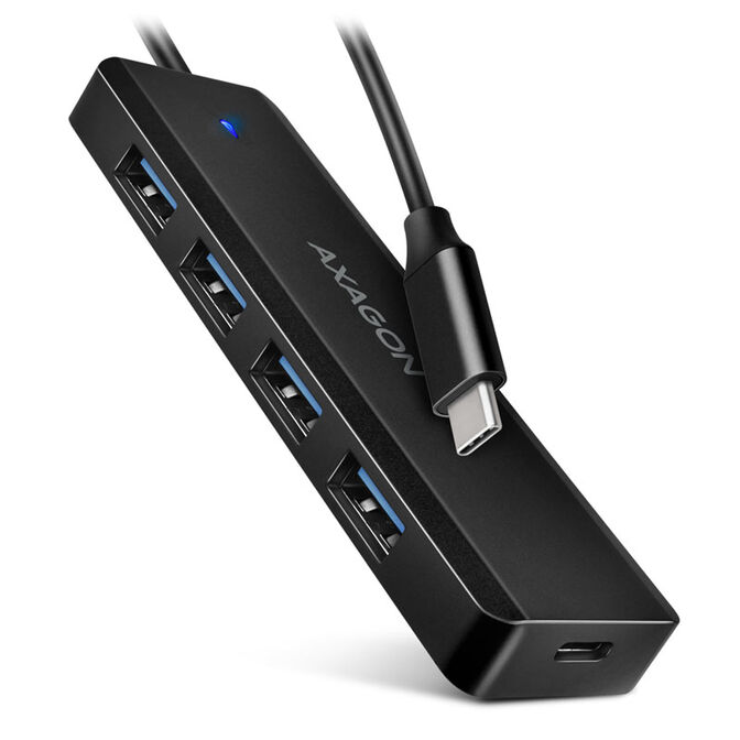 AXAGON HUE-C1C Superspeed USB-C Travel Hub, 4x USB 3.0 - 20cm, schwarz image number 0