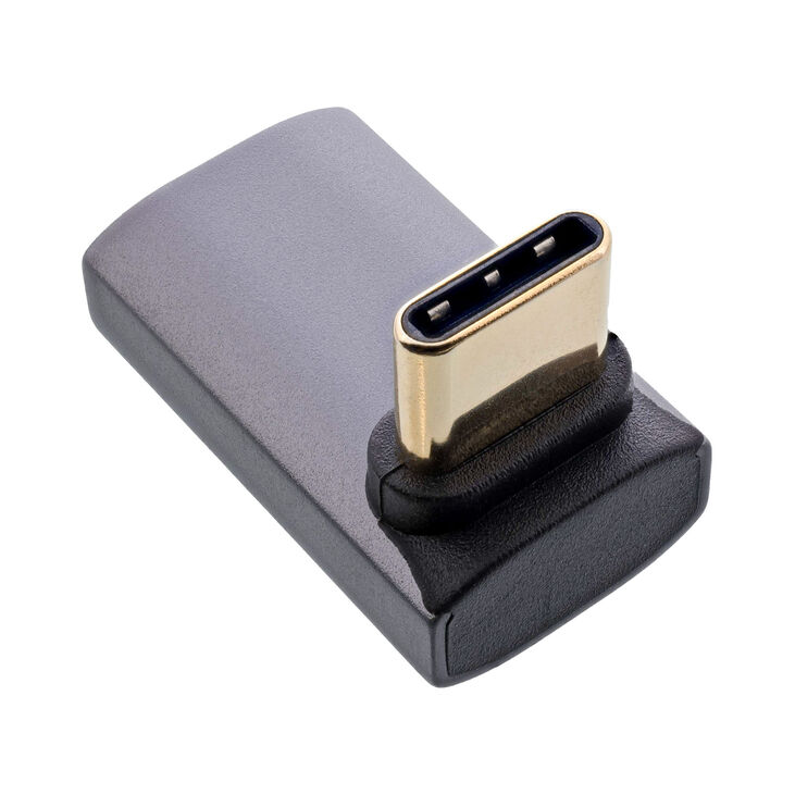 InLine® USB4 adapter - angled USB-C plug/socket top/bottom, aluminium, grey image number 1
