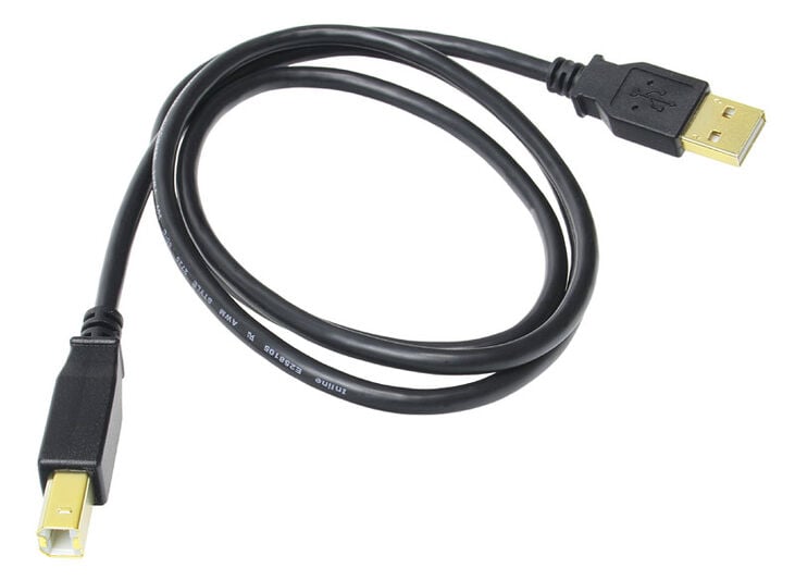 InLine USB 2.0 Cable, A to B, gold-plated, black - 1m image number 1