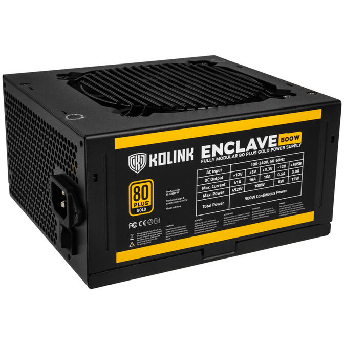 Kolink Enclave 80 PLUS Gold Netzteil, modular - 500 Watt mit Kaltger&auml;tekabel image number 0