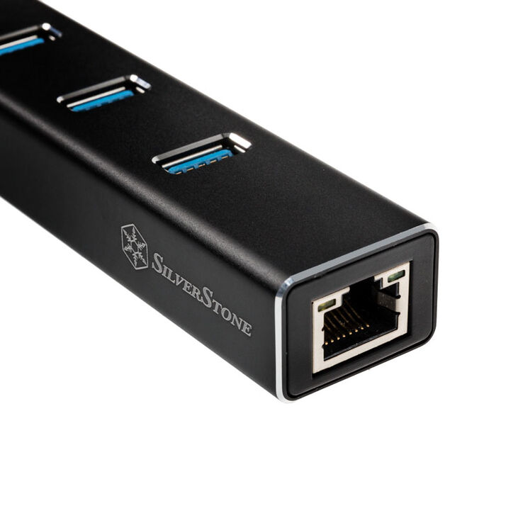 SilverStone SST-EP04 3-Port USB 3.0 Hub mit Gigabit Ethernet - schwarz image number 2