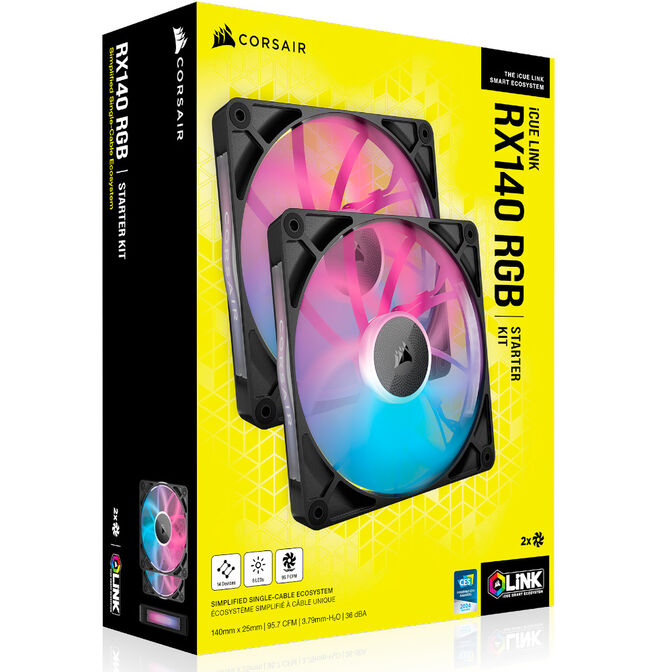 Corsair iCUE LINK RX140 RGB Series, PWM Fan 2-Pack - 140mm, black image number 9