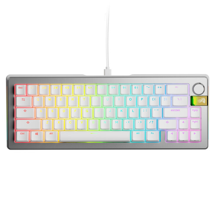 Glorious GMMK 3 Pro HE 65% Custom Gaming Keyboard - Pre-Built, ANSI (US), Fox HE Switches, Silver image number 1