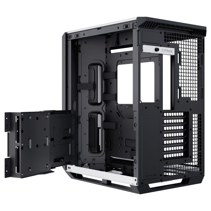 APNX V1 PC-Gehäuse, Midi-Tower, ATX, Tempered Glass - schwarz / weiß image number 9