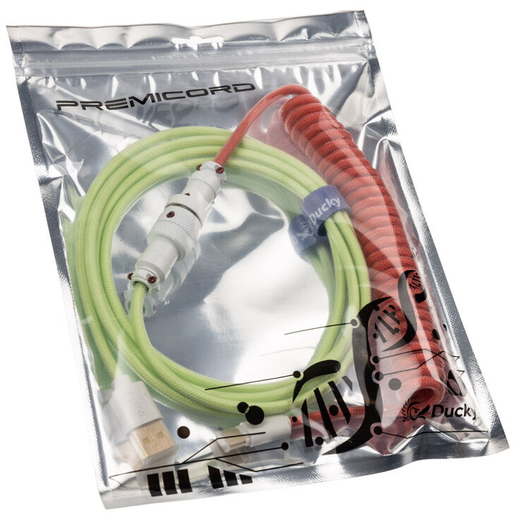 Ducky Premicord Strawberry Frog coiled cable, USB Type C to Type A - 1.8m image number 5