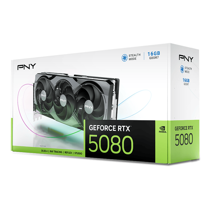 PNY GeForce RTX 5080 Triple Fan Graphics Card, 16384 MB GDDR7 image number 1