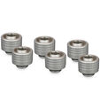 Thermal Grizzly DeltaMate Compression Fitting, Brass, G1/4" Thread - Nickel, ST16, Pack of 6 image number null