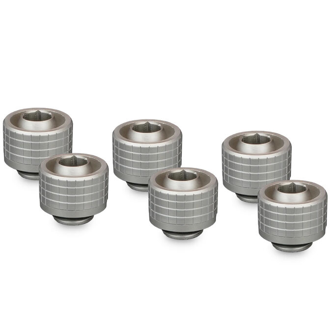 Thermal Grizzly DeltaMate Compression Fitting, Brass, G1/4" Thread - Nickel, ST16, Pack of 6 image number 0