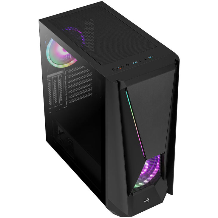 Aerocool Visor Midi-Tower, Tempered Glass - schwarz image number 1
