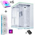 Lian Li O11 Dynamic EVO RGB PC-Geh&auml;use Bundle + HydroShift II LCD-S 360TL AiO + 6x UNI FAN SL-INF 120 Reverse Blade L&uuml;fter - wei&szlig; image number null