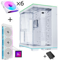Lian Li O11 Dynamic EVO RGB PC Case Bundle + HydroShift II LCD-S 360TL AiO + 6x UNI FAN SL-INF 120 Reverse Blade Fans - White