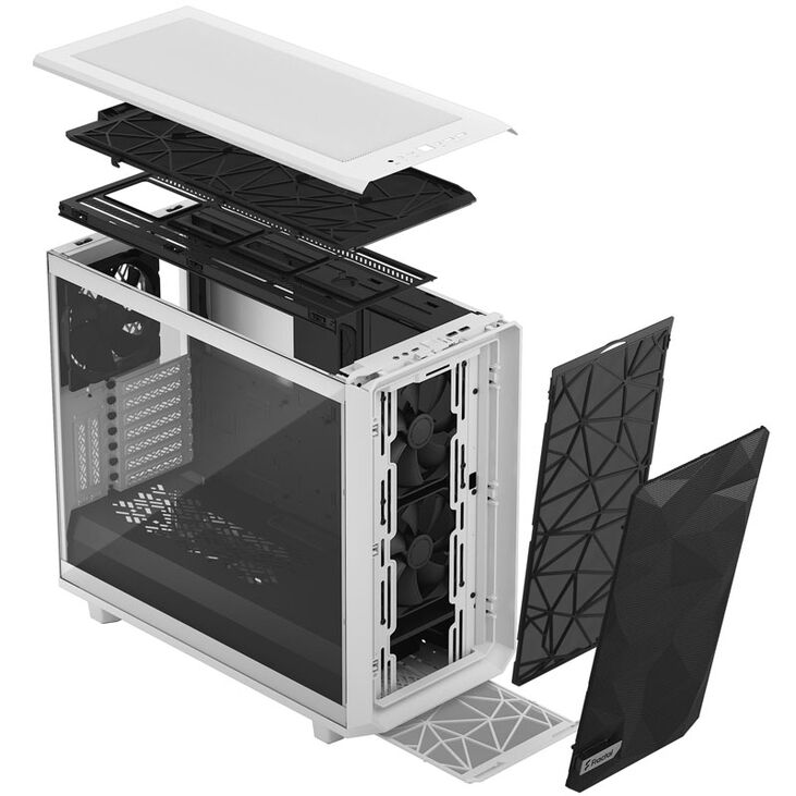 Fractal Design Meshify 2 White TG Clear Tint Mid Tower, Tempered Glass. White image number 1