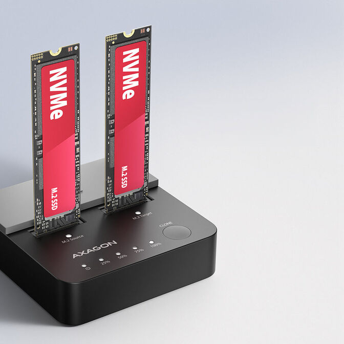 AXAGON ADSA-M2C22L M.2-Dockingstation, USB-C 20Gbps, 2x M.2, Klonfunktion - schwarz image number 1