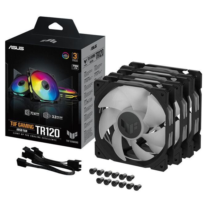 ASUS TUF Gaming TR120, PWM ARGB L&uuml;fter 3er Pack - 120 mm, schwarz image number 4