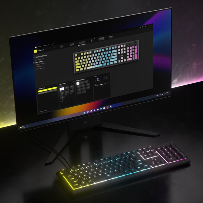 Corsair Gaming K55 Core RGB Gaming Keyboard, Full-Size (100%), Rubber Dome &ndash; black, ISO (DE) image number 9