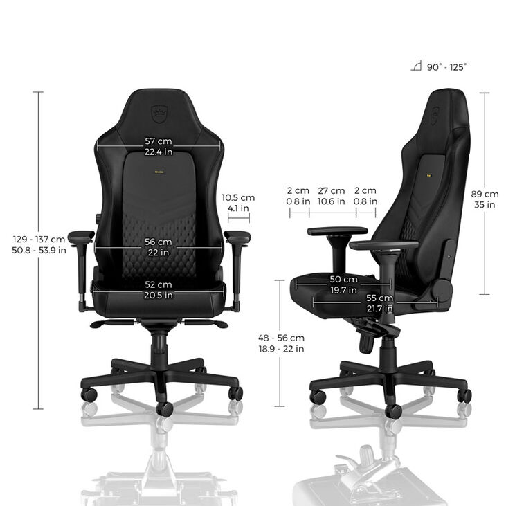 noblechairs HERO Real Leather Gaming Chair - Black/Black image number 2