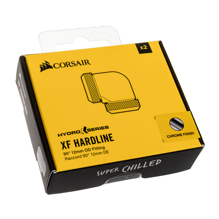Corsair Hydro X Series XF Hardline Adapter 90 Degree 12mm OD to 12mm OD Hardtube - 2 Pack, chrome image number 2