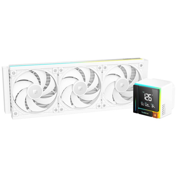 Sudokoo energlo 360 | 360mm aio vodno hlajenje z lcd zaslonom | argb pwm | belo | hladilnik za procesor 1 Sudokoo energlo 360 belo 360mm aio vodno hlajenje z lcd zaslonom in argb ventilatorji