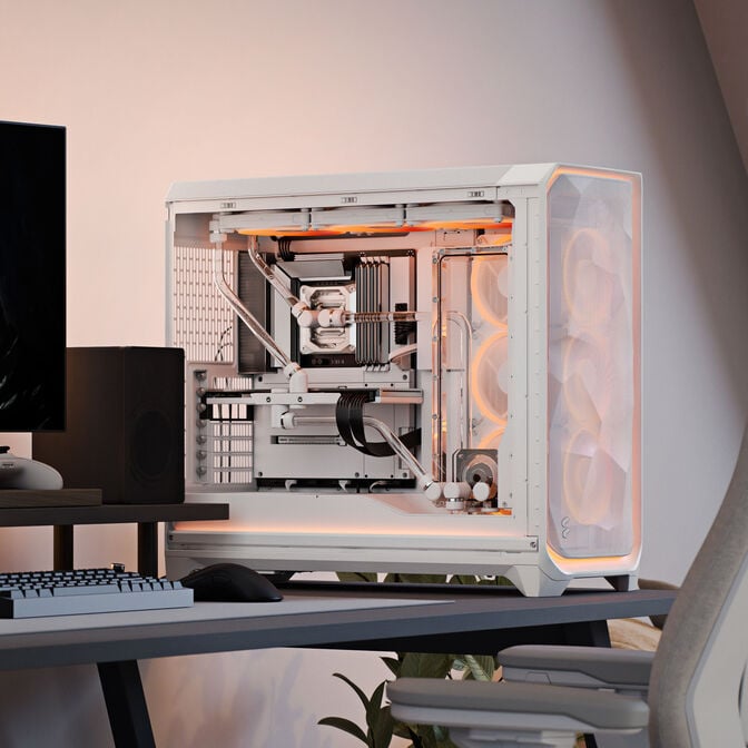 Fractal Design Meshify 3 XL Ambience Pro RGB PC Geh&auml;use - Big-Tower, E-ATX, Tempered Glass - wei&szlig; image number 15